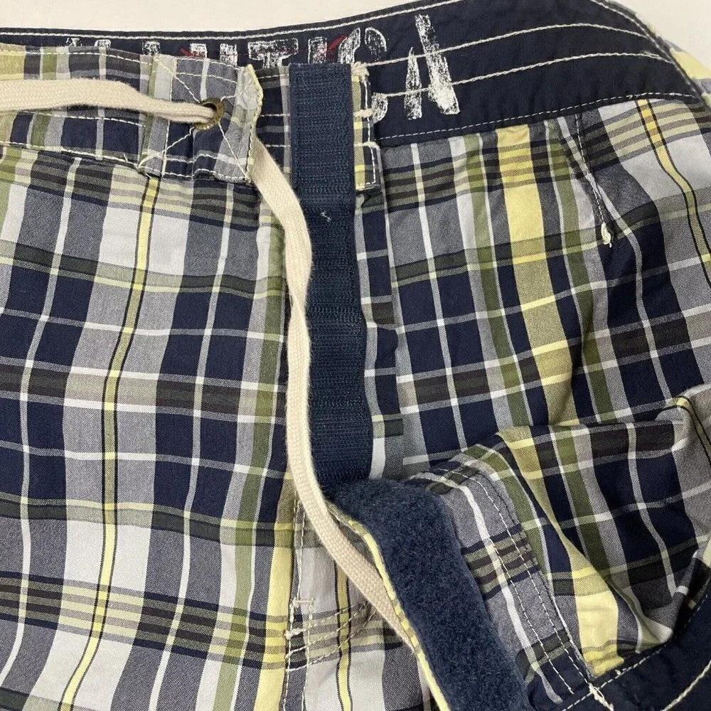 Nautica Boardshorts Swim Trunks Adult Mens 34 Blue Yellow Plaid Bathing Suit